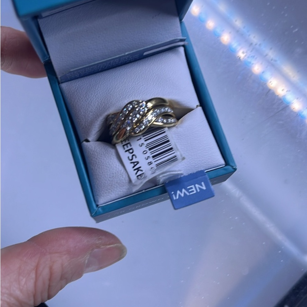 Gold and Silver Twisted Band Ring with Crystals - Hallmark KEEPSAKE the Label